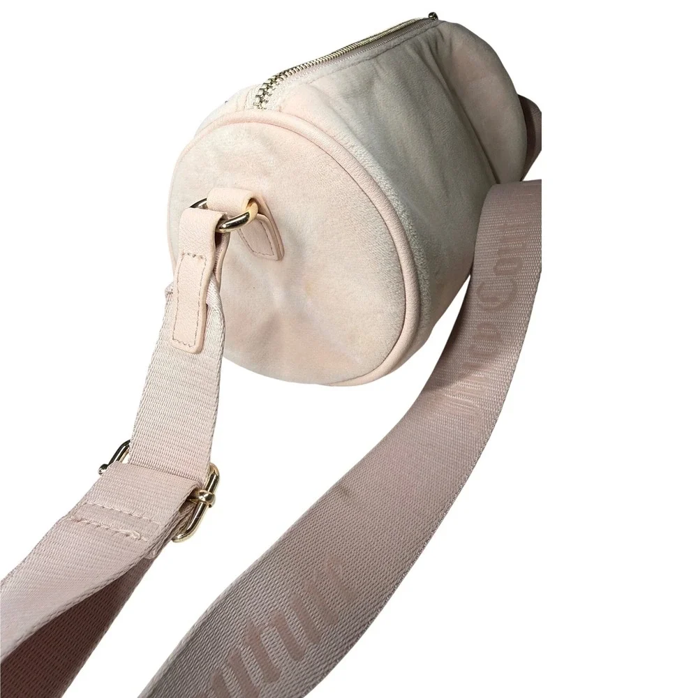 Juicy Couture Pink Velour Rhinestone Barrel Crossbody